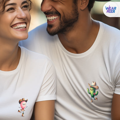 Cactus & Balloon | Couple Matching T-Shirts